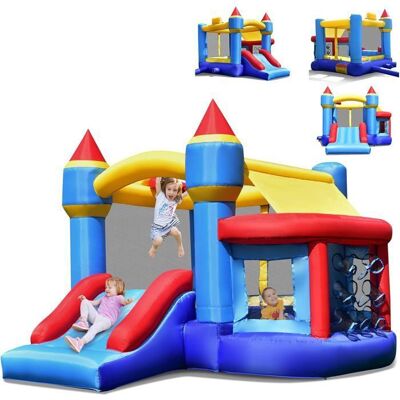 Château Gonflable XXL COSTWAY avec Toboggan Fosse à Balle Kit de Réparation Sac de Rangement Sans Souffleur Bleu - Publicité Château Gonflable XXL COSTWAY avec Toboggan Fosse à Balle Kit de Réparation Sac de Rangement Sans Souffleur Bleu - Publicité