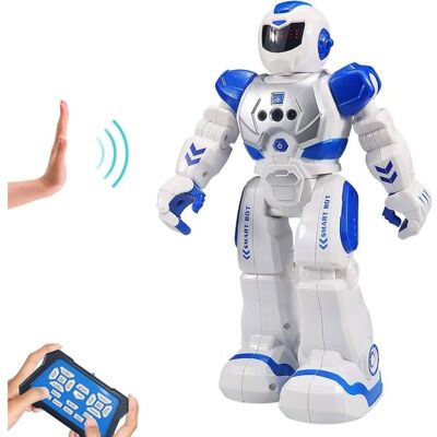 YIBUJIAZU Robot RC pour enfants avec programmation intelligente contrôleur infrarouge danse chant marche lunaire yeux LED et détection 1 Bleu - Publicité YIBUJIAZU Robot RC pour enfants avec programmation intelligente contrôleur infrarouge danse chant marche lunaire yeux LED et détection 1 Bleu - Publicité