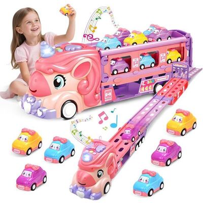 KEEJAA Jouet de Camion Transpoteur pour Filles et Garçons 2 3 4 5 6 Ans - Comprend 6 Mini-Voitures et Circuit de Jeu - Cadeau Enfant Rose - Publicité KEEJAA Jouet de Camion Transpoteur pour Filles et Garçons 2 3 4 5 6 Ans - Comprend 6 Mini-Voitures et Circuit de Jeu - Cadeau Enfant Rose - Publicité