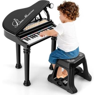 DREAMADE Piano Enfant 31 Touches Jouet Piano Numérique avec Tabouret Microphone Lumière LED 22 Chansons de Démonstration Noir Noir - Publicité DREAMADE Piano Enfant 31 Touches Jouet Piano Numérique avec Tabouret Microphone Lumière LED 22 Chansons de Démonstration Noir Noir - Publicité