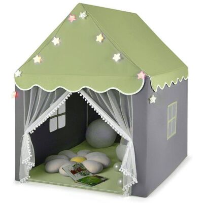 Tente de Jeux pour 4 Enfants COSTWAY-Tapis en Coton Amovible et Lavable-Lumières Étoiles- Fenêtre et Rideau-105 x 121 x 136 cm-Vert Vert - Publicité Tente de Jeux pour 4 Enfants COSTWAY-Tapis en Coton Amovible et Lavable-Lumières Étoiles- Fenêtre et Rideau-105 x 121 x 136 cm-Vert Vert - Publicité