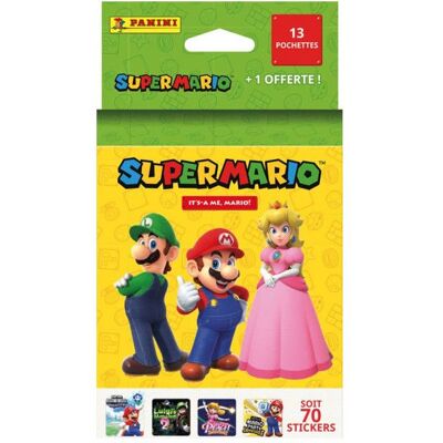 Blister - PANINI - Super Mario 2 - 13 pochettes + 1 offerte - 70 stickers Jaune - Publicité Blister - PANINI - Super Mario 2 - 13 pochettes + 1 offerte - 70 stickers Jaune - Publicité
