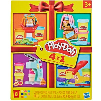 Playdoh 4 mini coffrets classiques Coffret coiffeur vétérinaire glaces et Fun factory loisirs créatifs Classique dès 3 ans Jaune - Publicité Playdoh 4 mini coffrets classiques Coffret coiffeur vétérinaire glaces et Fun factory loisirs créatifs Classique dès 3 ans Jaune - Publicité