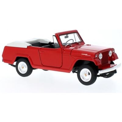 Miniatures montées - Jeep Jeepster Commando Rouge 1/24 Welly Blanc - Publicité Miniatures montées - Jeep Jeepster Commando Rouge 1/24 Welly Blanc - Publicité