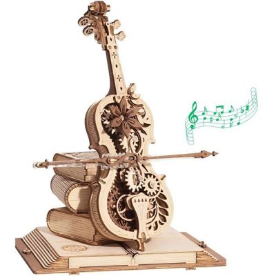 Puzzle 3D en bois pour adultes Kit - ROBOTIME de modèle de violoncelle magique avec base de boîte - Publicité Puzzle 3D en bois pour adultes Kit - ROBOTIME de modèle de violoncelle magique avec base de boîte - Publicité
