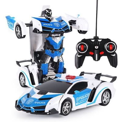 LANGTU Voiture Télécommandée Transformers - Voiture de police transformable- Avec des effets lumineux - Jouet pour Enfants Bleu - Publicité LANGTU Voiture Télécommandée Transformers - Voiture de police transformable- Avec des effets lumineux - Jouet pour Enfants Bleu - Publicité