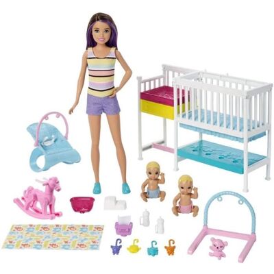 Coffret Chambre des jumeaux Barbie Skipper babysitter - Cheveux châtains - Jouet pour enfant - GFL38 Bleu - Publicité Coffret Chambre des jumeaux Barbie Skipper babysitter - Cheveux châtains - Jouet pour enfant - GFL38 Bleu - Publicité