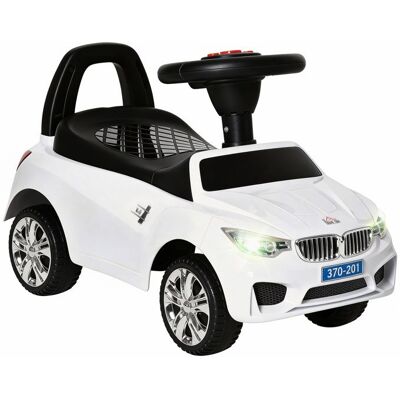 Porteur enfants voiture - HOMCOM - coffre à jouets klaxon phares et musique - PP et métal - 635 x 28 x 36 cm - blanc Blanc - Publicité Porteur enfants voiture - HOMCOM - coffre à jouets klaxon phares et musique - PP et métal - 635 x 28 x 36 cm - blanc Blanc - Publicité