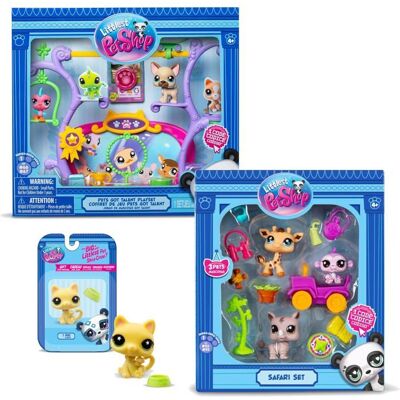 Bandai - Littlest Pet Shop - 2 Coffrets : Safari & Pets Got Talent et 1 Figurine Petit Chat Jaune) - Mini Figurines - Publicité Bandai - Littlest Pet Shop - 2 Coffrets : Safari & Pets Got Talent et 1 Figurine Petit Chat Jaune) - Mini Figurines - Publicité