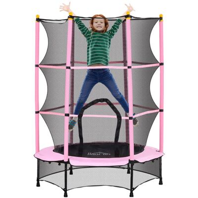Trampoline Enfant HOMCOM Ø 140 × 190H m Filet de sécurité Porte zipée Couvre-Ressorts 6 poteaux rembourrés Inclus Rose Rose - Publicité Trampoline Enfant HOMCOM Ø 140 × 190H m Filet de sécurité Porte zipée Couvre-Ressorts 6 poteaux rembourrés Inclus Rose Rose - Publicité