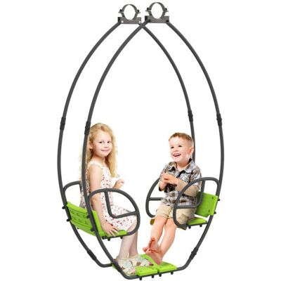 Balancelle pour enfants Outsunny face à face 3-6 ans - Acier, Vert & Gris - Publicité Balancelle pour enfants Outsunny face à face 3-6 ans - Acier, Vert & Gris - Publicité