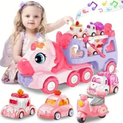AUTREMENT Jouet Camion 5-en-1 Filles 2-6 Ans – Sons et Lumières Transporteur de Voitures Cadeau Anniversaire CAMION Rose - Publicité AUTREMENT Jouet Camion 5-en-1 Filles 2-6 Ans – Sons et Lumières Transporteur de Voitures Cadeau Anniversaire CAMION Rose - Publicité