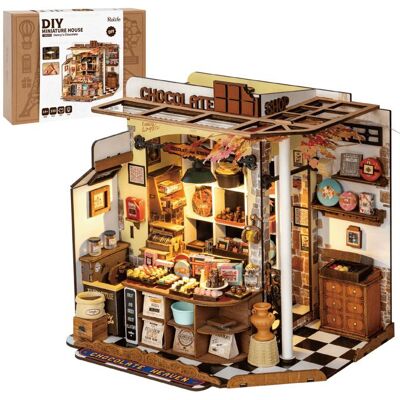 Puzzle 3D en bois à construire - ROBOTIME Kit de maison miniature à monter soi-même Henrys Chocolate - Publicité Puzzle 3D en bois à construire - ROBOTIME Kit de maison miniature à monter soi-même Henrys Chocolate - Publicité