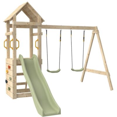 TP Toys Aire de jeux toboggan et mur escalade GESSETTE en bois H210cm marron Marron - Publicité TP Toys Aire de jeux toboggan et mur escalade GESSETTE en bois H210cm marron Marron - Publicité