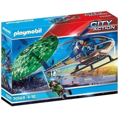 PLAYMOBIL 70569 Hélicoptère de police et parachutiste City Action Les Policiers Dès 4 ans - Reconditionné – Excellent état. Bleu - Publicité PLAYMOBIL 70569 Hélicoptère de police et parachutiste City Action Les Policiers Dès 4 ans - Reconditionné – Excellent état. Bleu - Publicité