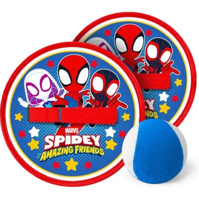 Jeu de lance-attrape balle - MARVEL - Spidey - 2 raquettes scratch - Publicité Jeu de lance-attrape balle - MARVEL - Spidey - 2 raquettes scratch - Publicité
