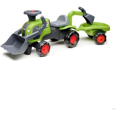 Porteur tracteur Claas 1er âge avec pelle frontale excavatrice et remorque - FALK - Dès 12 mois - 90% de plastique recyclé Vert - Publicité Porteur tracteur Claas 1er âge avec pelle frontale excavatrice et remorque - FALK - Dès 12 mois - 90% de plastique recyclé Vert - Publicité