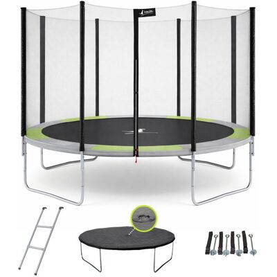 Trampoline KANGUI RALLI Ø 430 cm XXL Enfant Échelle Bâche Kit ancrage Extérieur CE NF EN71-14 Vert - Publicité Trampoline KANGUI RALLI Ø 430 cm XXL Enfant Échelle Bâche Kit ancrage Extérieur CE NF EN71-14 Vert - Publicité
