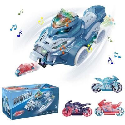 PZCC Moto Tlcommande Stunt avec 3 Mini Moto Catapulte 360 Rotation Musique et Lumires - Bleu bleu VEHICULE RADIOCOMMANDE Bleu - Publicité PZCC Moto Tlcommande Stunt avec 3 Mini Moto Catapulte 360 Rotation Musique et Lumires - Bleu bleu VEHICULE RADIOCOMMANDE Bleu - Publicité