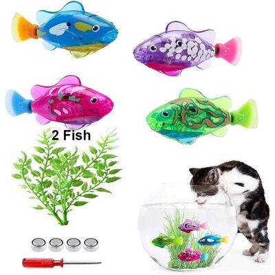 AMHASSY Poisson robot nageur pour chats lot de 2 jouet interactif pour aquarium poisson électrique avec lumière LED - Publicité AMHASSY Poisson robot nageur pour chats lot de 2 jouet interactif pour aquarium poisson électrique avec lumière LED - Publicité
