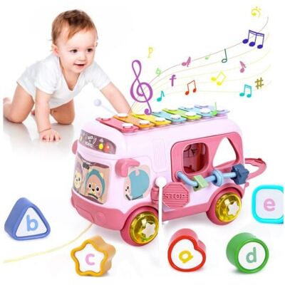 Jouets musicaux pour bébé de 12 à 18 mois pour filles de 1 an jouets sensoriels avc bus xylophonetrieur formes jouets 12-18 - Publicité Jouets musicaux pour bébé de 12 à 18 mois pour filles de 1 an jouets sensoriels avc bus xylophonetrieur formes jouets 12-18 - Publicité