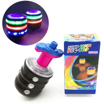 GIGICIAL Toupie lumineuse LED multicolore musicale pour enfants - plastique 3+ ans 6 piles AG10 Noir - Publicité GIGICIAL Toupie lumineuse LED multicolore musicale pour enfants - plastique 3+ ans 6 piles AG10 Noir - Publicité
