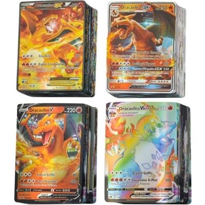 Cartes Pokemon françaises GX EX V VMAX 100 pièces entraîneur dénergie en équipe holographique Pikachu cartes de jeu - Publicité Cartes Pokemon françaises GX EX V VMAX 100 pièces entraîneur dénergie en équipe holographique Pikachu cartes de jeu - Publicité