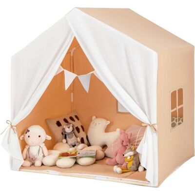 COSTWAY Tente de Jeu pour 3 - 4 Enfants 131 x 91 x 131 CM Tapis Souple en Coton Intérieur-Extérieur 3 Ans+ Marron Marron - Publicité COSTWAY Tente de Jeu pour 3 - 4 Enfants 131 x 91 x 131 CM Tapis Souple en Coton Intérieur-Extérieur 3 Ans+ Marron Marron - Publicité