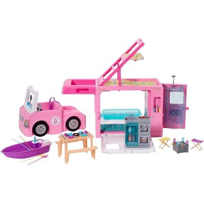 Mobilier pour poupées - Barbie - Camping-Car de Rêve 3-en-1 - Multicolore - 50 accessoires - 3 ans et plus Rose - Publicité Mobilier pour poupées - Barbie - Camping-Car de Rêve 3-en-1 - Multicolore - 50 accessoires - 3 ans et plus Rose - Publicité