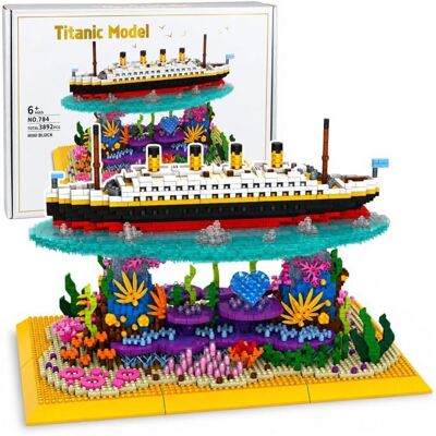 Blocs de construction Titanic - LEAN Toys - 3892 pièces - Modèle de bateau à monter soi-même - Sur un récif de corail - Publicité Blocs de construction Titanic - LEAN Toys - 3892 pièces - Modèle de bateau à monter soi-même - Sur un récif de corail - Publicité