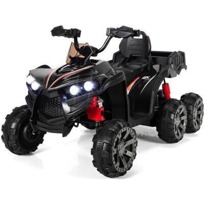 COSTWAY Quad Électrique 12V pour Enfants avec 6 Roues 4 Moteurs Coffre Arrière LED Musique Histoire USB 3+ Ans Noir Noir - Publicité COSTWAY Quad Électrique 12V pour Enfants avec 6 Roues 4 Moteurs Coffre Arrière LED Musique Histoire USB 3+ Ans Noir Noir - Publicité
