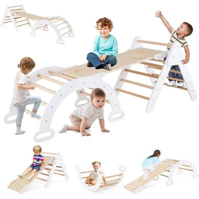 Station de Jeux en Bois - GOPLUS - 7 en 1 Triangle Arche Montessori descalade avec TobogganRampe Échelle Charge 50KG 1 Ans+ Gris - Publicité Station de Jeux en Bois - GOPLUS - 7 en 1 Triangle Arche Montessori descalade avec TobogganRampe Échelle Charge 50KG 1 Ans+ Gris - Publicité