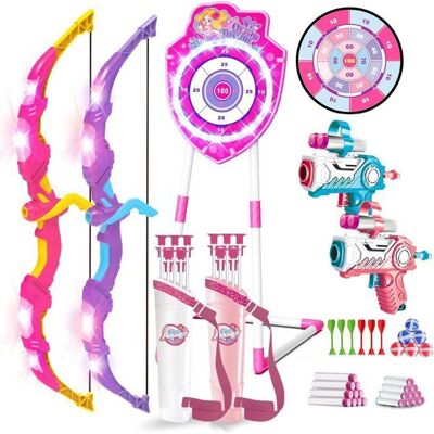 Set Tir à lArc 4-en-1 - VATOS - Kit complet lumineux - Arcs lumineux - Cible sirène 73 cm - Flèches ventouse Rose - Publicité Set Tir à lArc 4-en-1 - VATOS - Kit complet lumineux - Arcs lumineux - Cible sirène 73 cm - Flèches ventouse Rose - Publicité