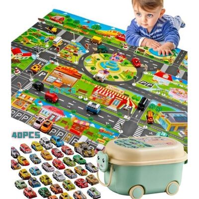 LECOO Jouet pour Enfants 3 4 5 6 7 ansLot de 40 Mini voiture et Tapis de jeu de Circulation pour Enfant Garcon51.18 x 39.37 - Publicité LECOO Jouet pour Enfants 3 4 5 6 7 ansLot de 40 Mini voiture et Tapis de jeu de Circulation pour Enfant Garcon51.18 x 39.37 - Publicité