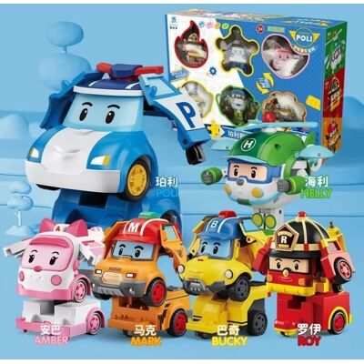 6 pièces - Robocar-group jouet Poli pour enfants Modèle de voiture robot transformant Figurine danime Cad - Publicité 6 pièces - Robocar-group jouet Poli pour enfants Modèle de voiture robot transformant Figurine danime Cad - Publicité