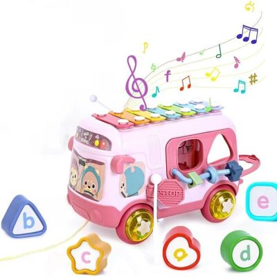 Jouets musicaux bébé 12 à 18 mois pour filles 1 an jouets sensoriels avec bus xylophone trieur de formes cadeau danniversaire Rose - Publicité Jouets musicaux bébé 12 à 18 mois pour filles 1 an jouets sensoriels avec bus xylophone trieur de formes cadeau danniversaire Rose - Publicité