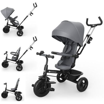 Tricycle Kinderkraft ASTON 2 PLUS évolutif 6 en 1 siège pivotant 360° semi-allongé guidon parental canopy Gris Gris - Publicité Tricycle Kinderkraft ASTON 2 PLUS évolutif 6 en 1 siège pivotant 360° semi-allongé guidon parental canopy Gris Gris - Publicité
