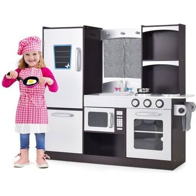 COSTWAY Cuisine Enfant en Sapin Non Toxique avec Réfrigérateur à 2 Niveaux Évier pour Enfant de 3+ Ans 97 x 30 x 95 cm Noir - Publicité COSTWAY Cuisine Enfant en Sapin Non Toxique avec Réfrigérateur à 2 Niveaux Évier pour Enfant de 3+ Ans 97 x 30 x 95 cm Noir - Publicité