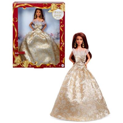 Barbie - Poupée Joyeux Noël - Poupée châtain - JBH97 Marron - Publicité Barbie - Poupée Joyeux Noël - Poupée châtain - JBH97 Marron - Publicité