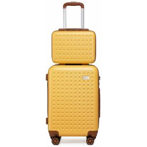 Kono Set de 2 Valises Cabine 55x38x24cm Ultra Légère Valises de Voyage à 4 roulettes + Serrure TSA&Portable Vanity Case Jaune - Publicité Kono Set de 2 Valises Cabine 55x38x24cm Ultra Légère Valises de Voyage à 4 roulettes + Serrure TSA&Portable Vanity Case Jaune - Publicité
