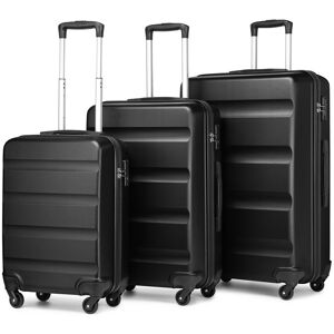 Kono Set de 3 Valises Rigide Bagage (55/66/75cm) ABS + PC Légere à 4 roulettes Valises de Voyage avec Serrure à Combinaison Noir Noir - Publicité Kono Set de 3 Valises Rigide Bagage (55/66/75cm) ABS + PC Légere à 4 roulettes Valises de Voyage avec Serrure à Combinaison Noir Noir - Publicité