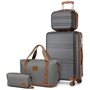 Kono Set de 4 Valise de Voyage 51.5x38x21cm Rigide Cabine & Portable Vanity Case + Pliable Sac de Voyage Trousse de Maquillage Gris - Publicité Kono Set de 4 Valise de Voyage 51.5x38x21cm Rigide Cabine & Portable Vanity Case + Pliable Sac de Voyage Trousse de Maquillage Gris - Publicité