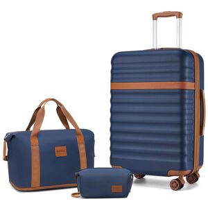 Kono Set de 3 Valises Moyennes 65cm Rigides ABS+PC avec Serrure TSA + Sac de Voyage Pliable Sport + Trousse de Maquillage Marine Bleu - Publicité Kono Set de 3 Valises Moyennes 65cm Rigides ABS+PC avec Serrure TSA + Sac de Voyage Pliable Sport + Trousse de Maquillage Marine Bleu - Publicité