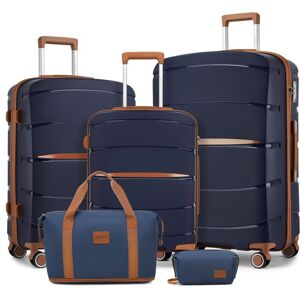 Kono Set de 5 Valises Cabine rigides 55+66+75cm Valise de Voyage 4 roulettes+Pliable Sac de Voyage avec Trousse de Bleu - Publicité Kono Set de 5 Valises Cabine rigides 55+66+75cm Valise de Voyage 4 roulettes+Pliable Sac de Voyage avec Trousse de Bleu - Publicité