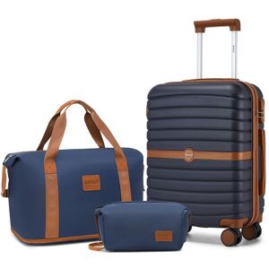 Kono Set de 3 Valises de Voyage 55cm Valise et 4 roulettes avec Serrure + Pliable Sac de Voyage avec Trousse de Maquillage Marine Bleu - Publicité Kono Set de 3 Valises de Voyage 55cm Valise et 4 roulettes avec Serrure + Pliable Sac de Voyage avec Trousse de Maquillage Marine Bleu - Publicité