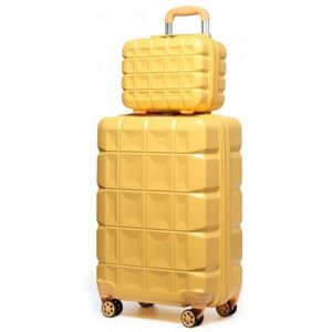 Kono Set de 2 Valises de Voyage 54x34x22cm Bagages a Cabine Trolley a roulettes avec Serrure TSA et Portable Vanity Case Jaune Jaune - Publicité Kono Set de 2 Valises de Voyage 54x34x22cm Bagages a Cabine Trolley a roulettes avec Serrure TSA et Portable Vanity Case Jaune Jaune - Publicité