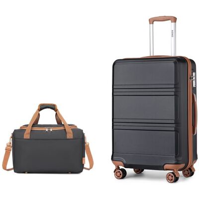 Ensemble bagage cabine - KONO - Set 2 valises (valise+sac) - Valise rigide ABS 55x40x22 cm - 4 roulettes - Cadenas TSA Noir - Publicité Ensemble bagage cabine - KONO - Set 2 valises (valise+sac) - Valise rigide ABS 55x40x22 cm - 4 roulettes - Cadenas TSA Noir - Publicité