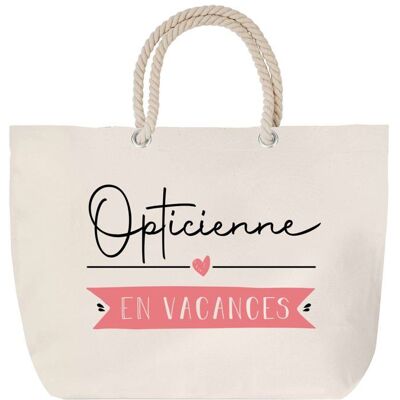 Sac de plage - PLANETEE - Opticienne en Vacances - anse corde - grand format - personnalisable - Publicité Sac de plage - PLANETEE - Opticienne en Vacances - anse corde - grand format - personnalisable - Publicité
