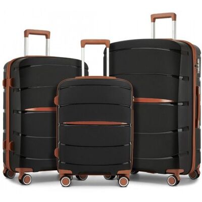 Kono Set de 3 Valises de Voyage (56/66/75cm) Valise Cabine en Polypropylène Légere à 4 roulettes avec Serrure Combinaison TSA Noir Noir - Publicité Kono Set de 3 Valises de Voyage (56/66/75cm) Valise Cabine en Polypropylène Légere à 4 roulettes avec Serrure Combinaison TSA Noir Noir - Publicité