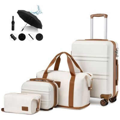 Set de valises - KONO - Set 4 pièces - Coque rigide ABS - Cabine 55 cm - Cadenas TSA Blanc - Publicité Set de valises - KONO - Set 4 pièces - Coque rigide ABS - Cabine 55 cm - Cadenas TSA Blanc - Publicité